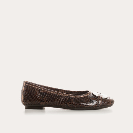Hermes printed leather python ballerinas