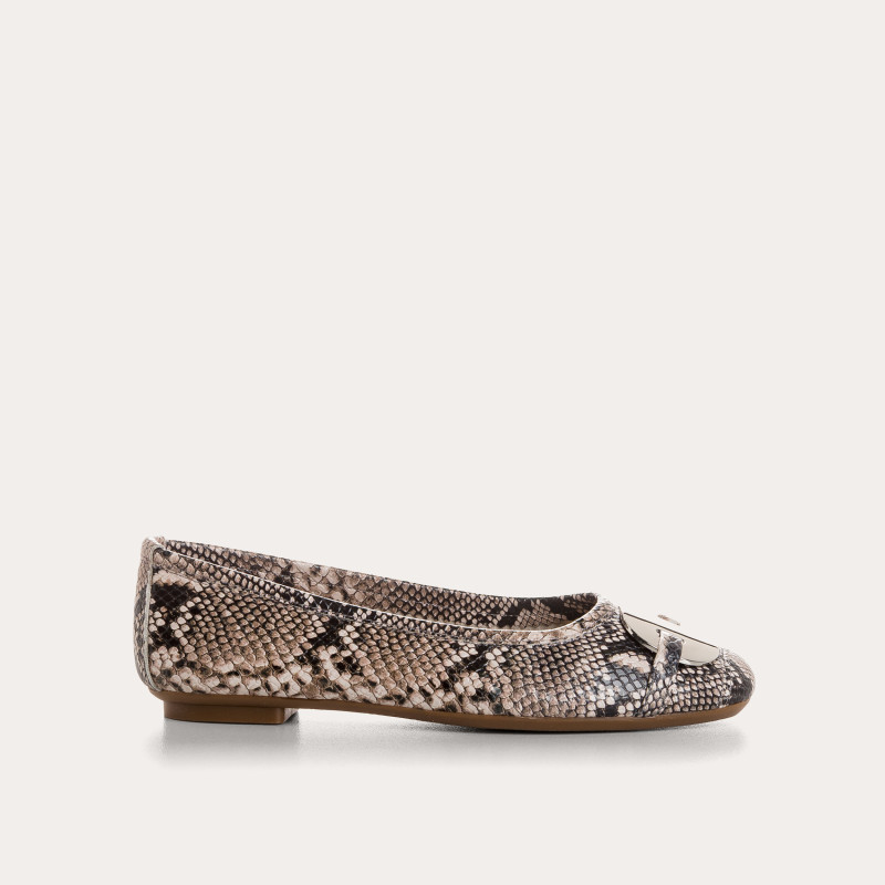 Hermes printed leather python ballerinas