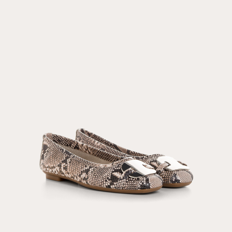 Hermes printed leather python ballerinas