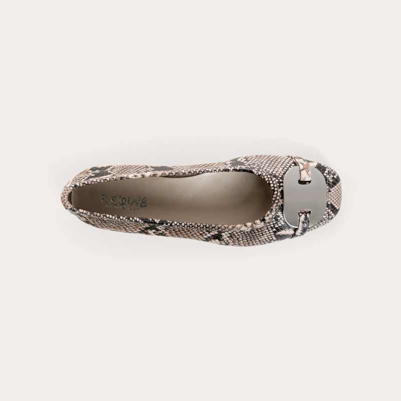 Ballerines Hermes python en cuir imprimé | Reqins