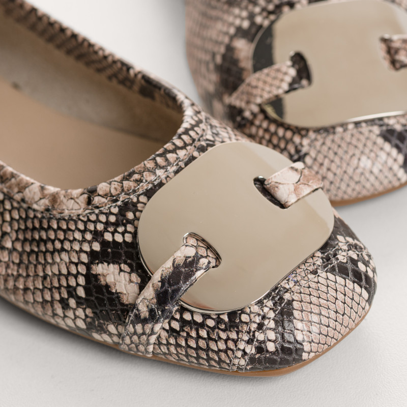 Hermes printed leather python ballerinas
