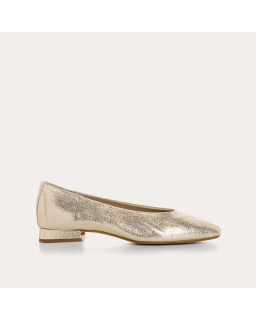 Heeled Ballerines Thea platinum in cracked metallic leather