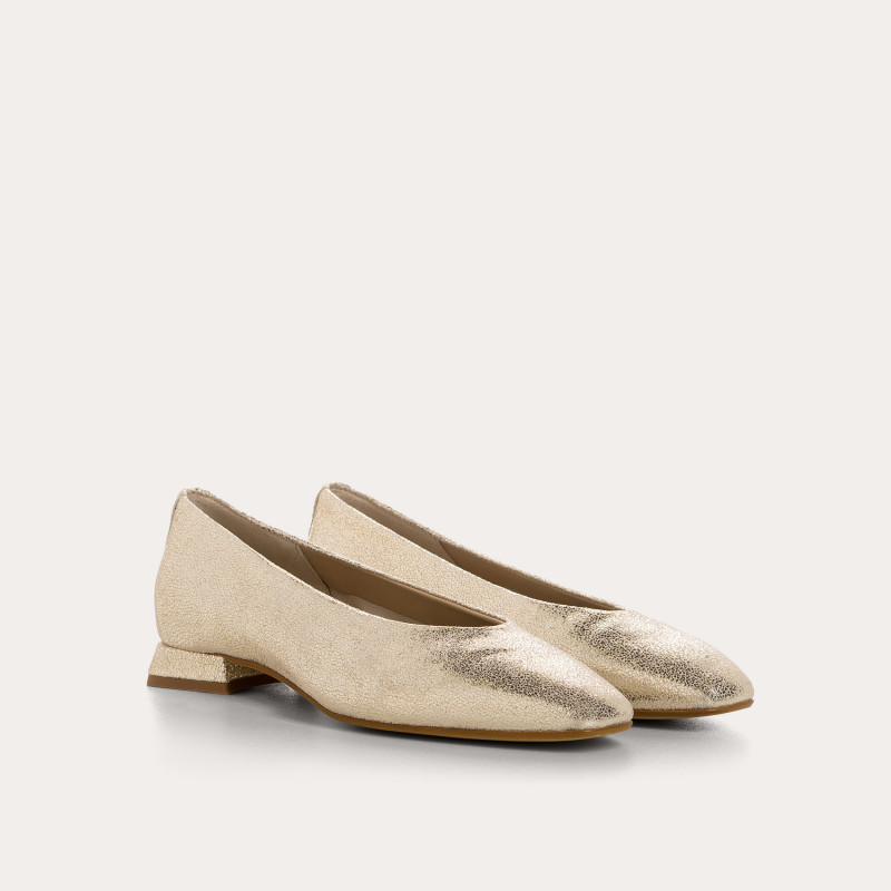 Heeled Ballerines Thea platinum in cracked metallic leather