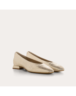 Heeled Ballerines Thea platinum in cracked metallic leather