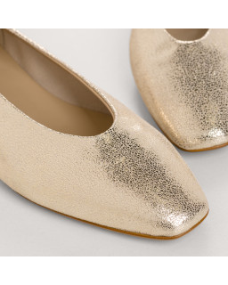 Ballerines à talons Thea platine en cuir métallisé craquelé | Reqins