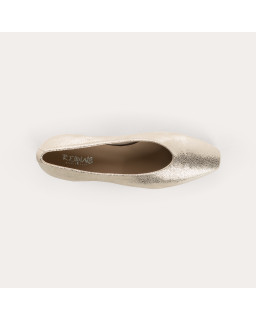 Heeled Ballerinas Platinum Favorite in cracked metallic leather
