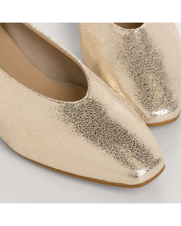 Ballerines à talons Favorite platine en cuir métallisé craquelé | Reqins