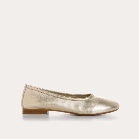 Clea Metallic Leather Round-Toe Ballerinas | Reqins