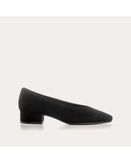 Ballerines à talons Favorite noir en cuir velours | Reqins