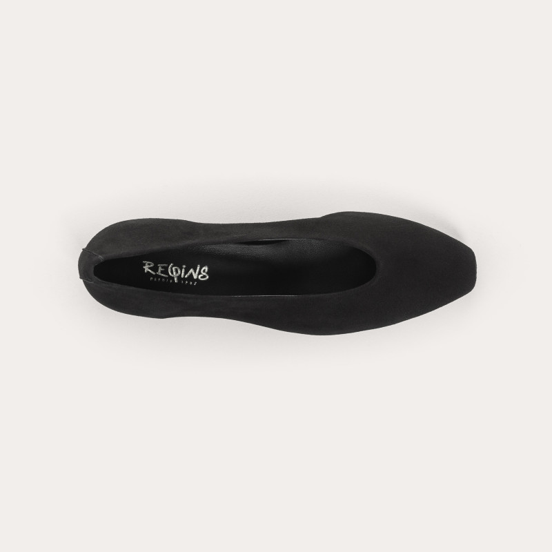 Ballerines à talons Favorite noir en cuir velours | Reqins