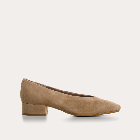 Ballerines à talons Favorite noir en cuir velours | Reqins