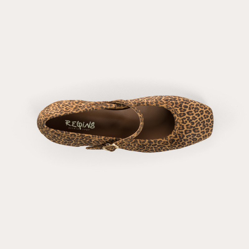 Kelly Heeled Mary Janes - Mini Leopard Suede | Reqins
