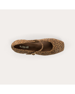Kelly Heeled Mary Janes - Mini Leopard Suede | Reqins