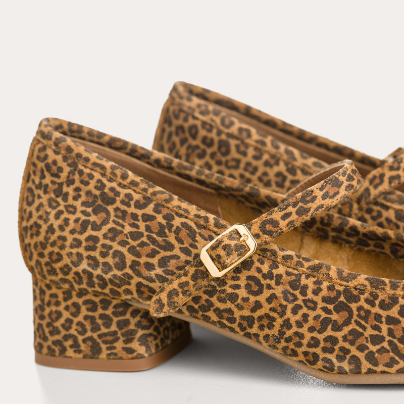 Babies with heels Kelly Velvet leather Mini Leopard