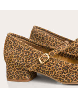 BABIES A TALONS KELLY CUIR VELOURS MINI LEOPARD