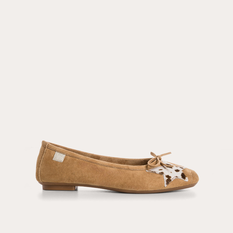 Hello  suede/cow-printed ballerinas | Reqins