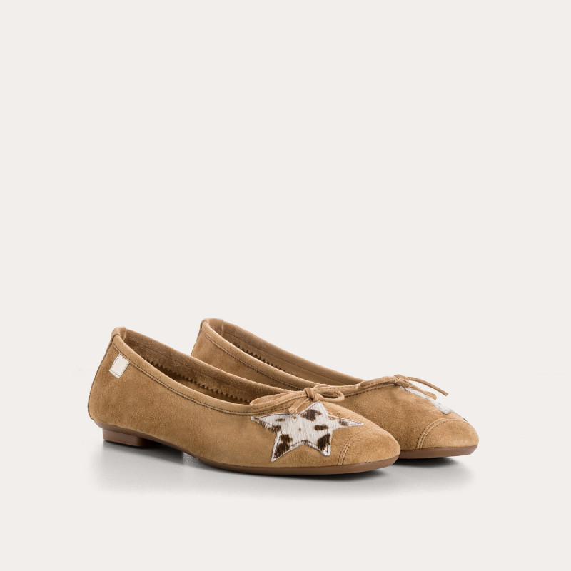 Ballerines Hello en cuir velours imprimé vache | Reqins