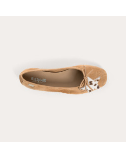 Hello  suede/cow-printed ballerinas | Reqins