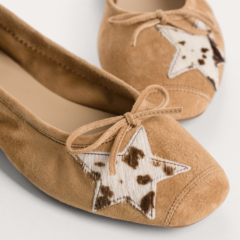 Ballerines Hello en cuir velours imprimé vache | Reqins