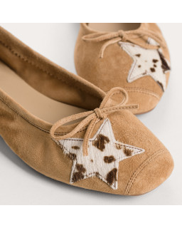 Hello  suede/cow-printed ballerinas | Reqins