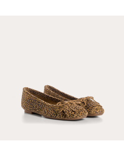 Hindi leather leopard ballerinas with fringes