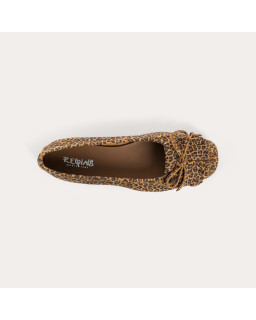 Hindi leather leopard ballerinas with fringes