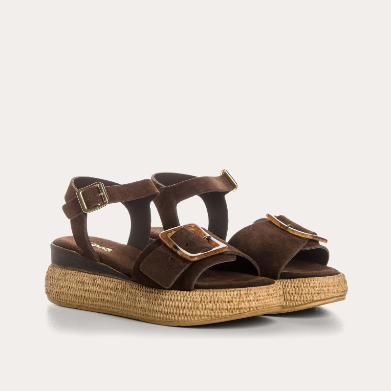 Sandales Yenari en cuir velours - Look Bohème-Chic | Reqins