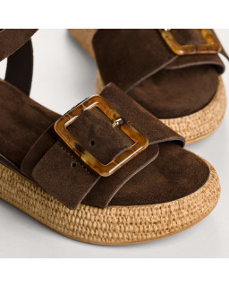 Sandales Yenari en cuir velours - Look Bohème-Chic | Reqins