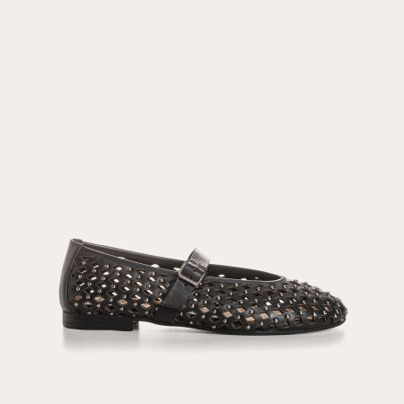 Kamia Mary Janes in braided leather - Natural elegance