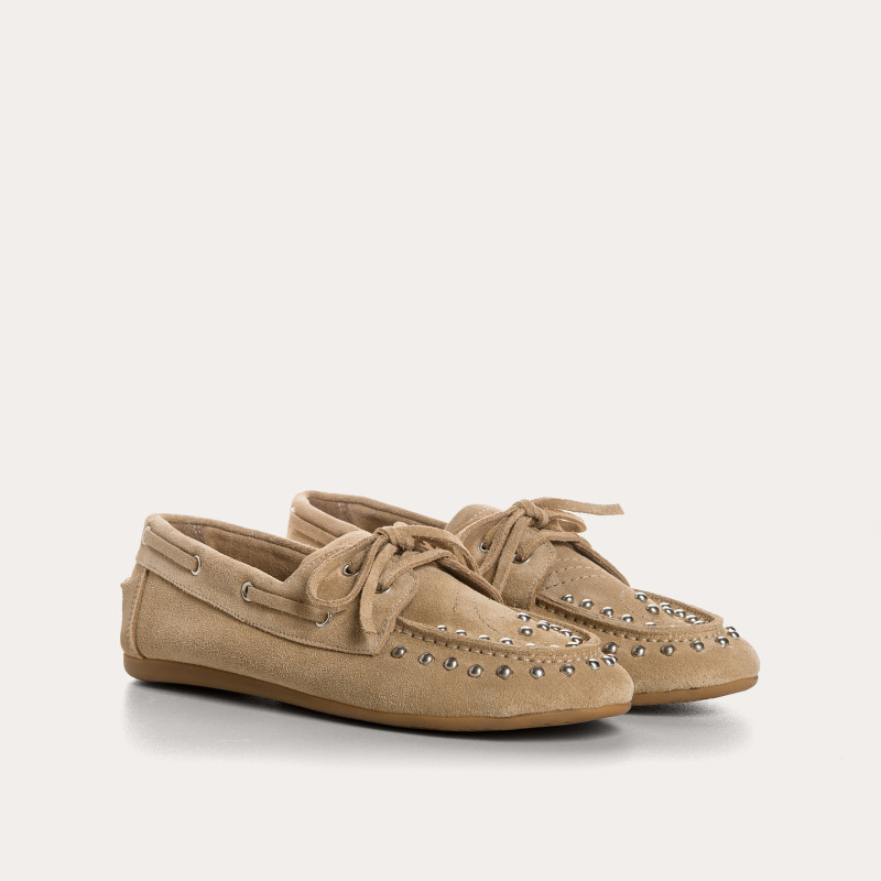 Mocassins Kalea en cuir velours à clous - Style Bohème | Reqins