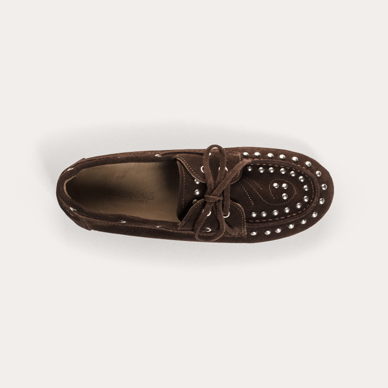 Mocassins Kalea en cuir velours à clous - Style Bohème | Reqins