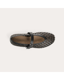 Kamia Mary Janes in braided leather - Natural elegance