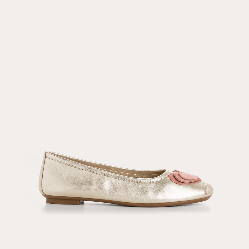 Ballerines Holove en cuir métallisé avec motif cœur | Reqins