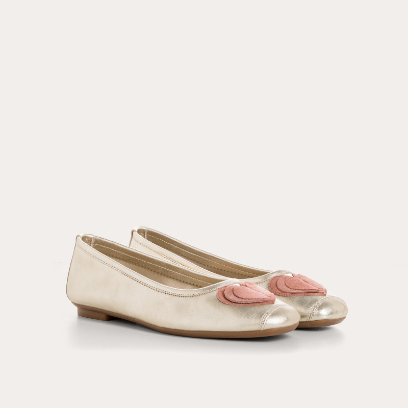 Ballerines Holove en cuir métallisé avec motif cœur | Reqins