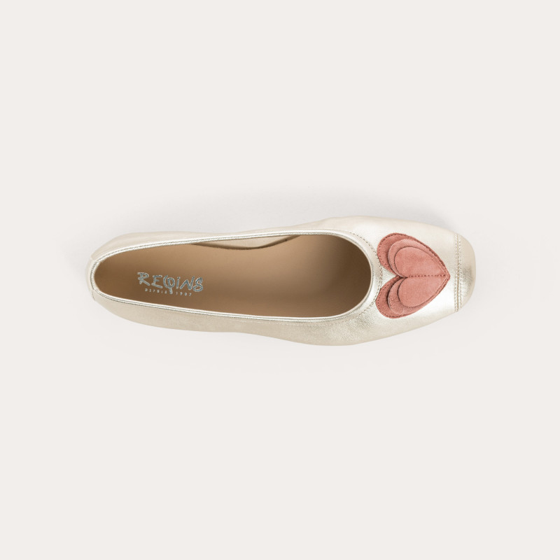 Ballerines Holove en cuir métallisé avec motif cœur | Reqins