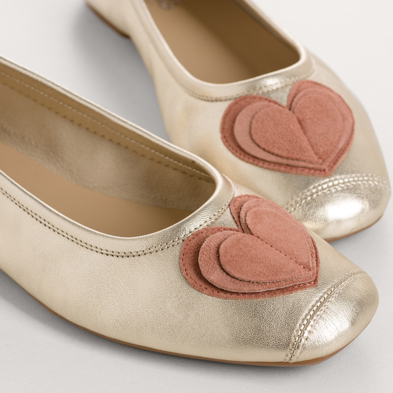 Ballerines Holove en cuir métallisé avec motif cœur | Reqins