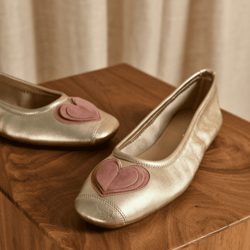 Ballerines Holove en cuir métallisé avec motif cœur | Reqins
