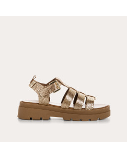 Louisa sandals in cracked metallic leather - Chic & Eclat