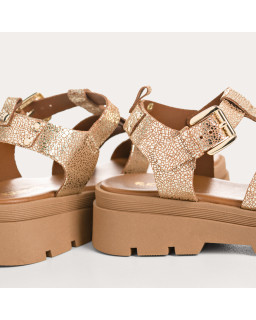Louisa sandals in cracked metallic leather - Chic & Eclat