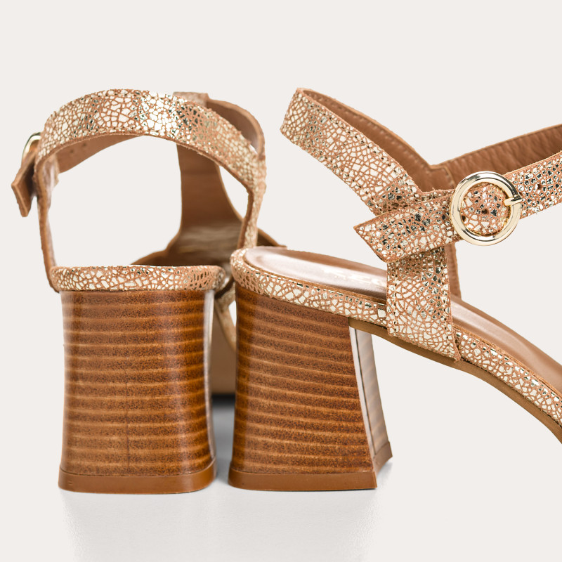 Lilith sandals in cracked metallic leather - Chic & Eclat