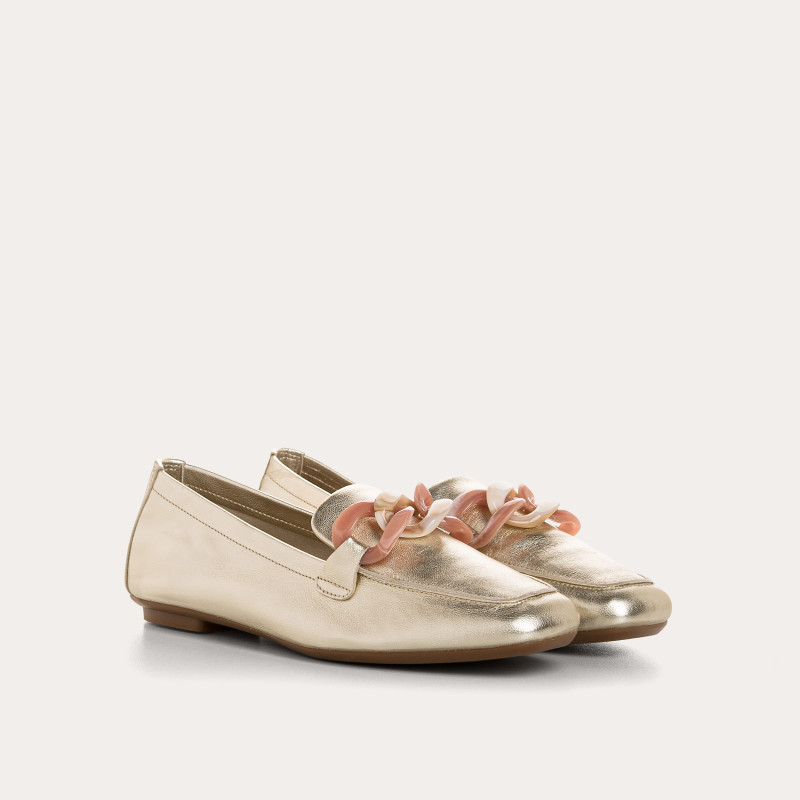 Hanissa leather loafers metallised with node