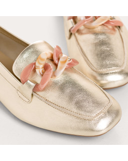 Hanissa leather loafers metallised with node