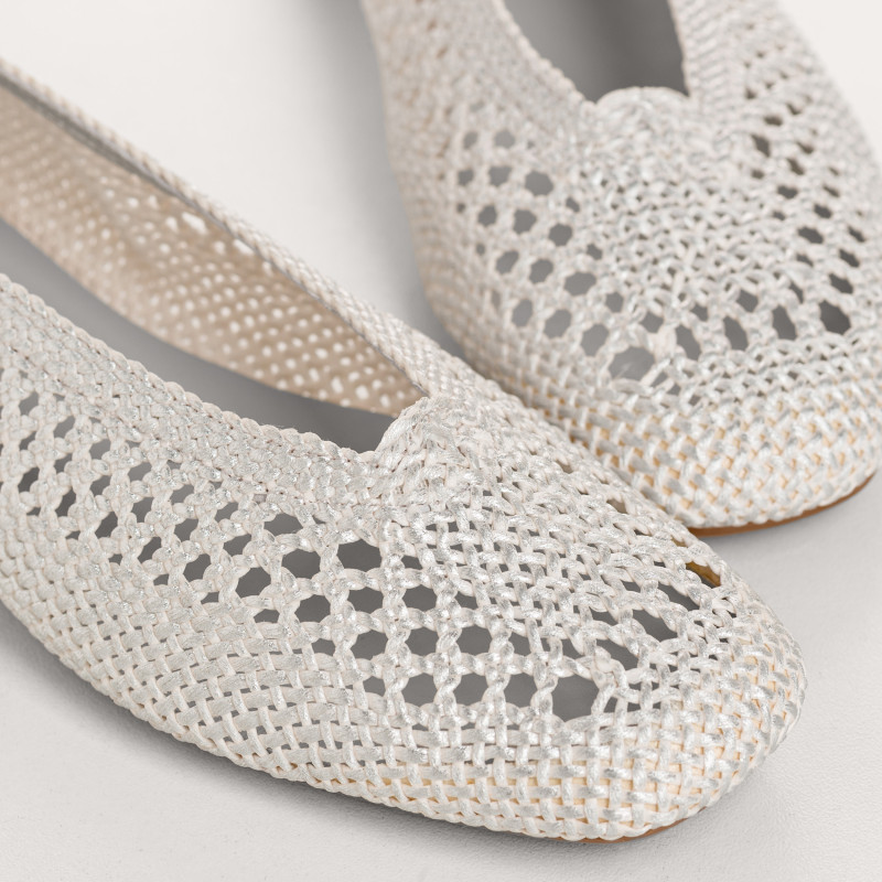 Ballerines Hanaba argent en crochet métallisé | Reqins