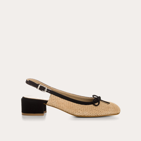 Ballerines slingback Reese camel en cuir velours perforé | Reqins