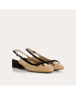 Ballerines slingback Reese camel en cuir velours perforé | Reqins