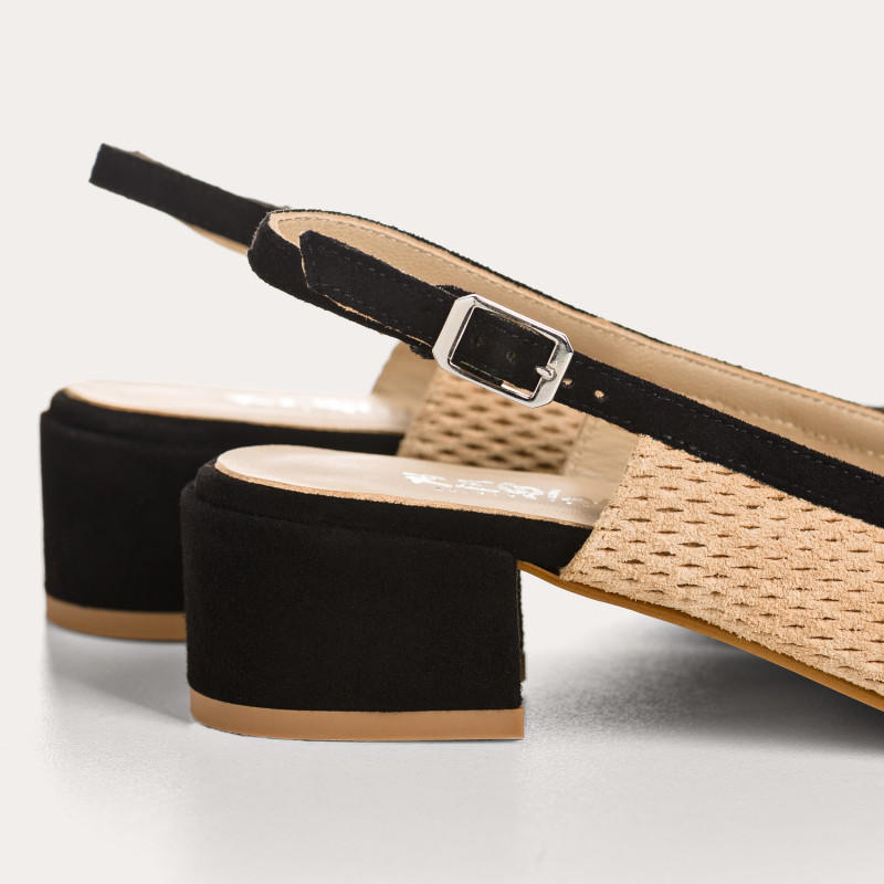 Ballerines slingback Reese camel en cuir velours perforé | Reqins