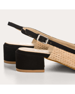 Ballerines slingback Reese camel en cuir velours perforé | Reqins