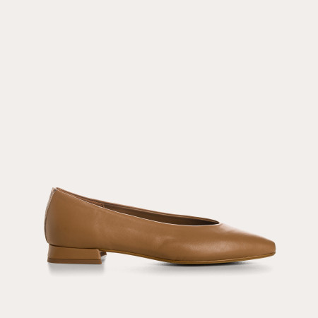 Ballerines Thea camel en cuir et imprimé python | Reqins