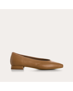Ballerines Thea camel en cuir et imprimé python | Reqins