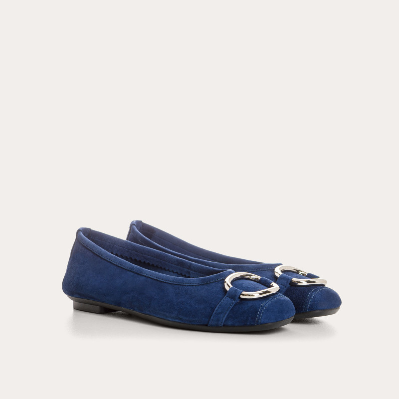 Ballerines Helna en cuir velours à boucle ronde | Reqins